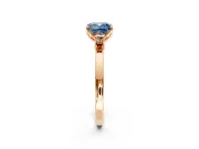 Solitaire Engagement Ring Setting for Fancy Blue Cushion Cut Center with Thin Rounded Plain Band and Prong Head in Rose Gold