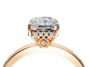 Solitaire Engagement Ring Setting for Radiant Cut Center with Fine Wire Band and Prong Head in Rose Gold