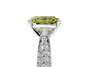 Solitaire Engagement Ring Setting for Fancy Yellow Emerald Cut Center with Multi-Row Accents and Prong Head in White Gold