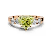 5 Stone Engagement Ring Setting for Fancy Yellow Heart-Shaped Center with Plain Band and Prong Head in Rose Gold