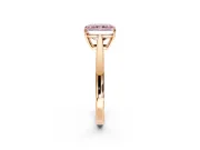 Solitaire Engagement Ring Setting for Fancy Pink Radiant Cut Center with Open Cathedral Shoulders and Prong Head in Rose Gold