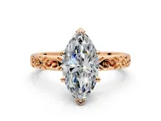 Solitaire Engagement Ring Setting for Marquise Center with Scrollwork Band and Prong Head in Rose Gold