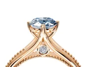 Solitaire Engagement Ring Setting for Fancy Blue Oval Center with Milgrain Cathedral Band and Prong Head in Rose Gold
