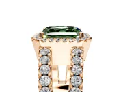 Halo Engagement Ring Setting for Fancy Green Asscher Cut Center with Wide-Open Pave Split Shank and Prong Head in Rose Gold