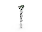 Solitaire Engagement Ring Setting for Fancy Green Heart-Shaped Center with Milgrain Bezel Accents and Prong Head in Platinum