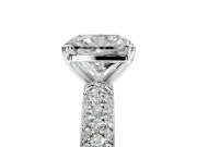Solitaire Engagement Ring Setting for Radiant Cut Center with Domed Multi-Row Pave Band and Prong Head in Sterling Silver