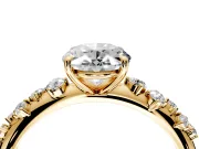 Cluster Engagement Ring Setting for Oval Center with Round Cut Accent Band and Prong Head in Yellow Gold