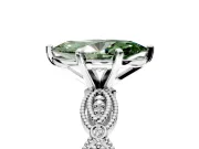 Solitaire Engagement Ring Setting for Fancy Green Marquise Center with Marquise Panel Band and Prong Head in Platinum