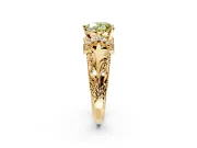 Solitaire Engagement Ring Setting for Fancy Yellow Heart-Shaped Center with Filigree Accent Basket and Prong Head in Yellow Gold