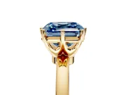 Solitaire Engagement Ring Setting for Fancy Blue Asscher Cut Center with Plain Band and Tulip Prong Head in Yellow Gold