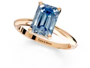 Solitaire Engagement Ring Setting for Fancy Blue Emerald Cut Center with Knife Ridge Band and Claw Prong Head in Rose Gold