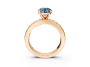 Solitaire Engagement Ring Setting for Fancy Blue Round Cut Center with Channel-Set Accents and Prong Head in Rose Gold