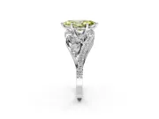 Halo Engagement Ring Setting for Fancy Yellow Marquise Center with Marquise and Pave Bypass Band and Prong Head in Sterling Silver
