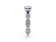 Solitaire Engagement Ring Setting for Fancy Blue Princess Cut Center with Marquise Panel Band and Prong Head in Platinum