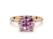 Minimalist Solitaire Engagement Ring Setting for Fancy Pink Round Cut Center with Thin Band and Prong Head in Rose Gold