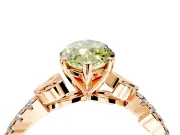 Leaf Motif Engagement Ring Setting for Fancy Yellow Marquise Center with Pave Band and Prong Head in Rose Gold
