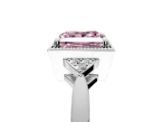 Cluster Engagement Ring Setting for Fancy Pink Princess Cut Center with Milgrain Shoulder Clusters and Prong Head in White Gold