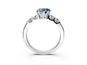 5 Stone Engagement Ring Setting for Fancy Blue Heart-Shaped Center with Plain Band and Prong Head in Platinum