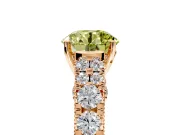 Solitaire Engagement Ring Setting for Fancy Yellow Round Cut Center with Pave Cathedral Shoulders and Prong Head in Rose Gold