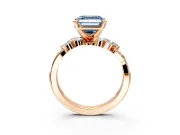 Solitaire Engagement Ring Setting for Fancy Blue Asscher Cut Center with Marquise Accent Twist Band and Prong Head in Rose Gold