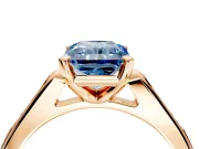 Solitaire Engagement Ring Setting for Fancy Blue Radiant Cut Center with Channel Accents and Prong Head in Rose Gold