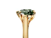Solitaire Engagement Ring Setting for Fancy Green Heart-Shaped Center with Cathedral Band and Prong Head in Yellow Gold