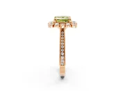 Milgrain Halo Engagement Ring Setting for Fancy Yellow Princess Cut Center with Bezel Point Accents and Prong Head in Rose Gold