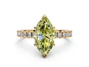 Solitaire Engagement Ring Setting for Fancy Yellow Marquise Center with Fine Pave Band and Claw Prong Head in Yellow Gold