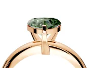 Solitaire Engagement Ring Setting for Fancy Green Heart-Shaped Center with Wire Band and Prong Head in Rose Gold