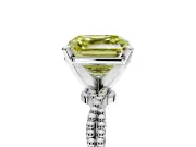 Solitaire Engagement Ring Setting for Fancy Yellow Asscher Cut Center with Twist Band and Bead Prong Head in Sterling Silver