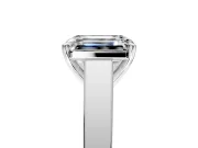 Solitaire Engagement Ring Setting for Emerald Cut Center with Tapered Split Shoulders and Prong Head in Platinum