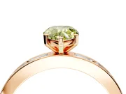 Solitaire Engagement Ring Setting for Fancy Yellow Pear-Shaped Center with Channel Baguette Band and Prong Head in Rose Gold