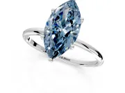 Solitaire Engagement Ring Setting for Fancy Blue Marquise Center with Straight Thin Band and Prong Head in Sterling Silver
