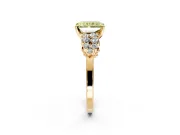 Cluster Engagement Ring Setting for Fancy Yellow Radiant Cut Center with 2-Row Shoulder Clusters and Prong Head in Yellow Gold