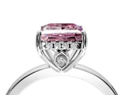 Solitaire Engagement Ring Setting for Fancy Pink Princess Cut Center with Fine Wire Band and Prong Head in Sterling Silver