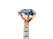 Solitaire Engagement Ring Setting for Fancy Blue Heart-Shaped Center with Fine Pave Narrow Band and Prong Head in Rose Gold