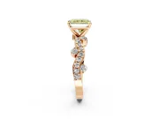 Solitaire Engagement Ring Setting for Fancy Yellow Radiant Cut Center with Bar-Station Pave Twist and Prong Head in Rose Gold