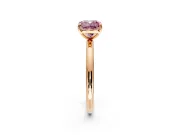 Low-Set Solitaire Engagement Ring Setting for Fancy Pink Cushion Cut Center with Thin Plain Band and Prong Head in Rose Gold