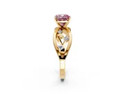Solitaire Engagement Ring Setting for Fancy Pink Cushion Cut Center with Criss-Cross Accent Band and Prong Head in Yellow Gold