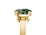 Solitaire Engagement Ring Setting for Fancy Green Oval Center with Plain Band and Flat Tab Prong Head in Yellow Gold