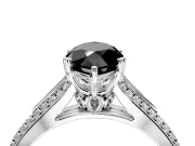Solitaire Engagement Ring Setting for Fancy Black Marquise Center with Pave Rail Split Shank and Prong Head in Sterling Silver