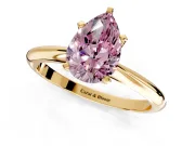 Solitaire Engagement Ring Setting for Fancy Pink Pear-Shaped Center with Knife Ridge Band and Claw Prong Head in Yellow Gold