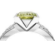 Bezel Engagement Ring Setting for Fancy Yellow Princess Cut Center with Wide Channel-Set Band and Bezel Head in Sterling Silver