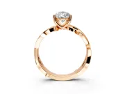Solitaire Engagement Ring Setting for Pear-Shaped Center with Pave and Plain Crossover Band and Prong Head in Rose Gold