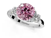 Solitaire Engagement Ring Setting for Fancy Pink Round Cut Center with Marquise Flower Shoulders and Prong Head in Platinum