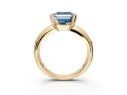 Tension Engagement Ring Setting for Fancy Blue Asscher Cut Center with Wide Flat Band and Tension Head in Yellow Gold