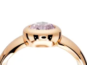 Solitaire Engagement Ring Setting for Fancy Pink Pear-Shaped Center with Wide Band and Bezel Head in Rose Gold