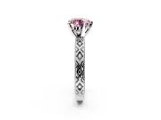 Solitaire Engagement Ring Setting for Fancy Pink Heart-Shaped Center with Milgrain X Pattern Band and Prong Head in Platinum