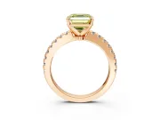 Solitaire Engagement Ring Setting for Fancy Yellow Asscher Cut Center with Single Row Accent Band and Prong Head in Rose Gold