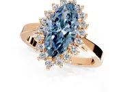 Starburst Halo Engagement Ring Setting for Fancy Blue Marquise Center with Flat Cathedral Band and Prong Head in Rose Gold
